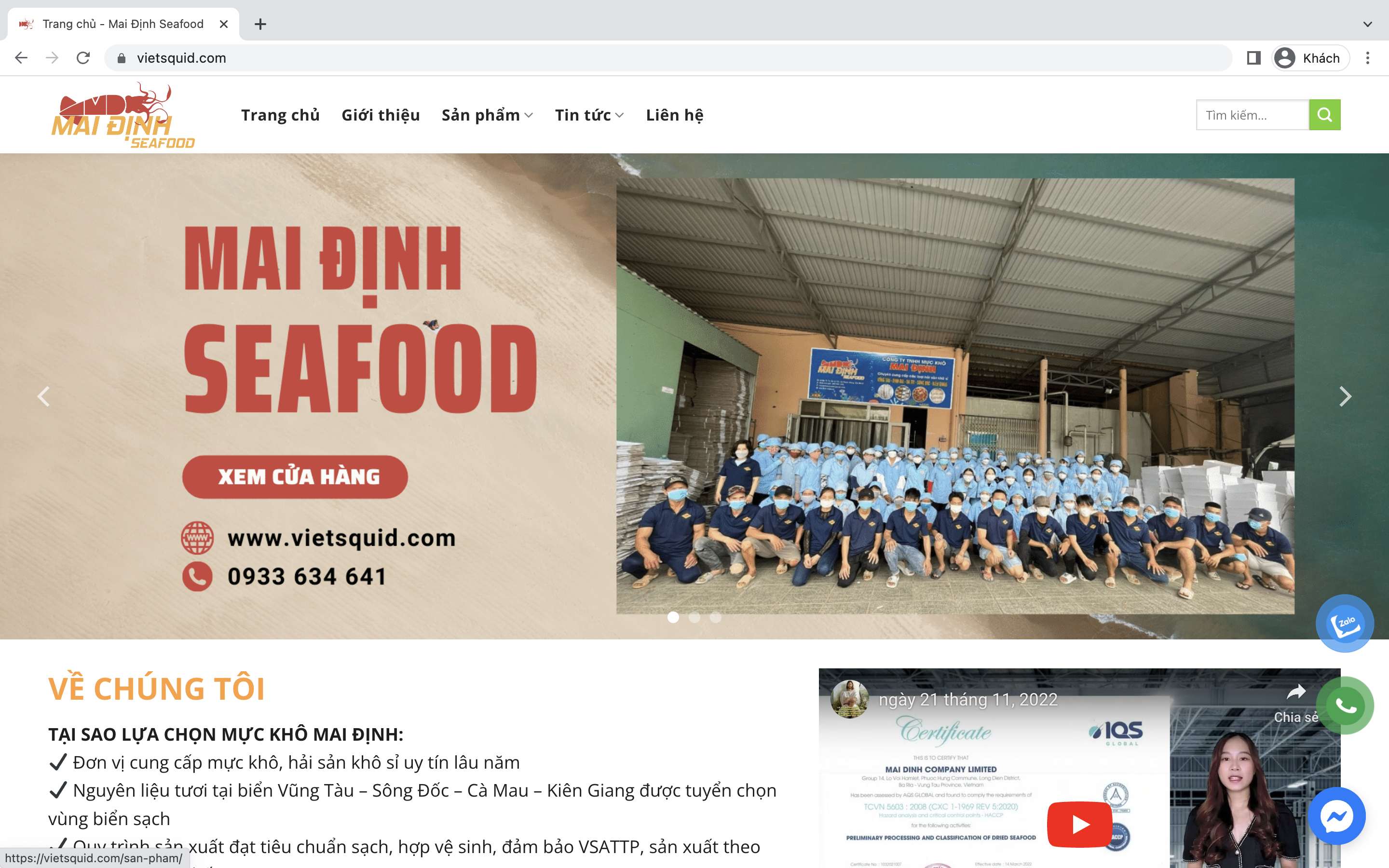 Giới thiệu Công ty TNHH Mai Định - Mai Định Seafood